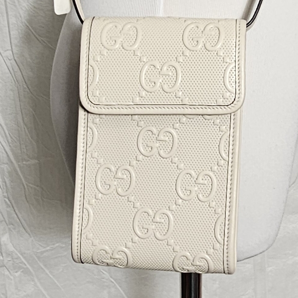 GUCCI Like new Flap Crossbody Bag GG Embossed Perforated Leather Mini - Picture 3 of 16